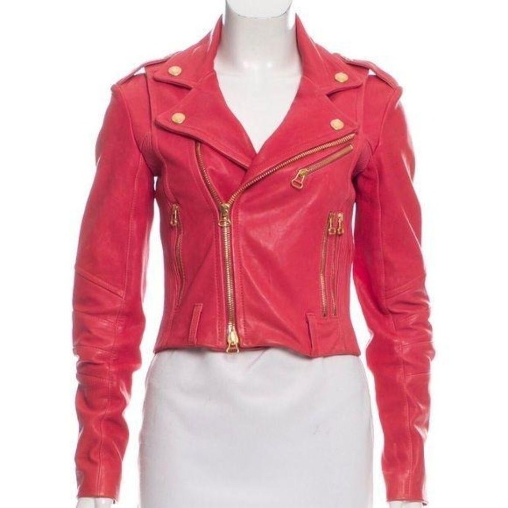 Balmain Moto Lambskin Leather Jacket